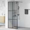 vidaXL Walk-in Duschvägg Svart 80 x 195 cm härdat glas