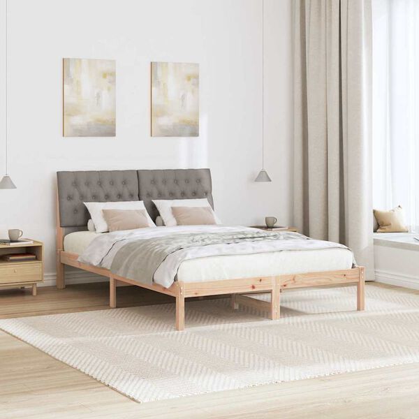 vidaXL S&auml;ngram med huvudgavel Taupe 140 x 200 cm Massiv furu
