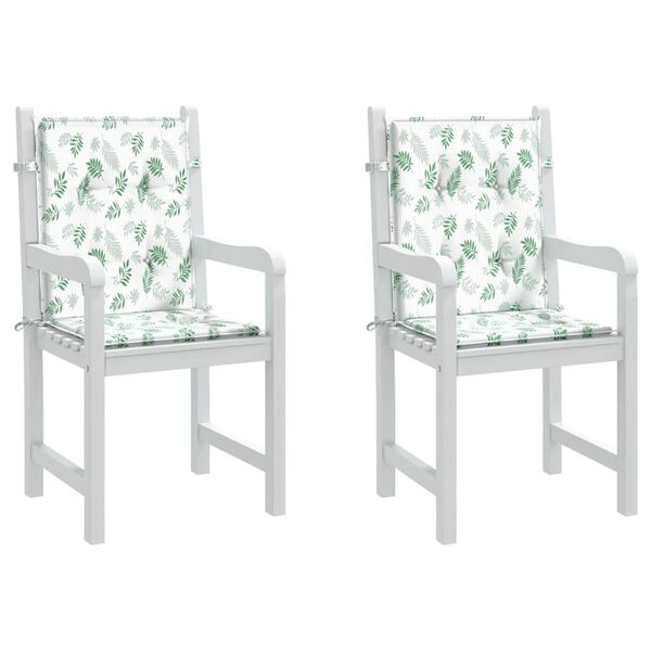 vidaXL Stolsdynor f&ouml;r stolar med l&aring;g rygg 2 st bladm&ouml;nster tyg