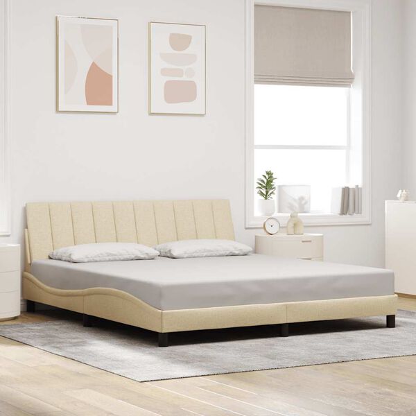 vidaXL Bed Frame without Mattress "Hanko" Cream 180x200 cm Fabric