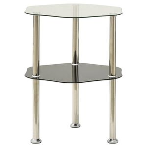 vidaXL Sidobord med 2 hyllor transparent/svart 38x38x50 cm h&auml;rdat glas