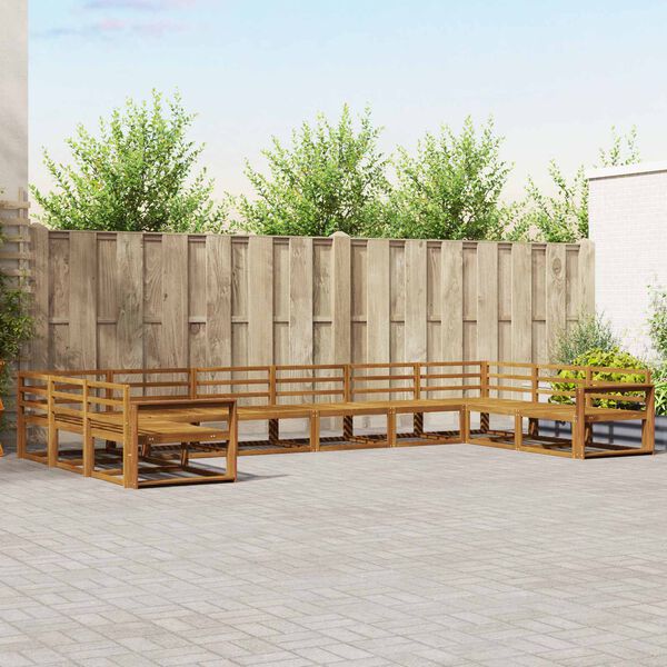 vidaXL Utomhussoffset 10 pcs Naturf&auml;rg Massivt Akaciatr&auml;