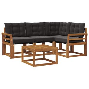 vidaXL Utomhussoffset med kudde 5 pcs Naturlig och svart