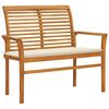 vidaXL Tr&auml;dg&aring;rdsb&auml;nk med gr&auml;ddvit dyna 112 cm massiv teak