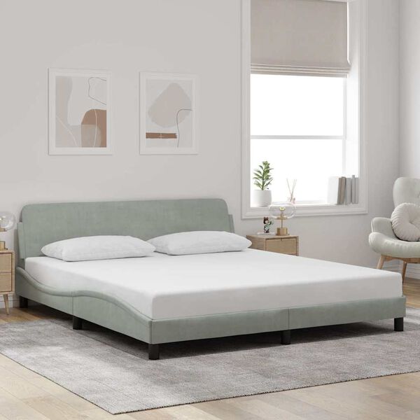 vidaXL Bed Frame "Dover" Light Grey 180x200 cm Velvet