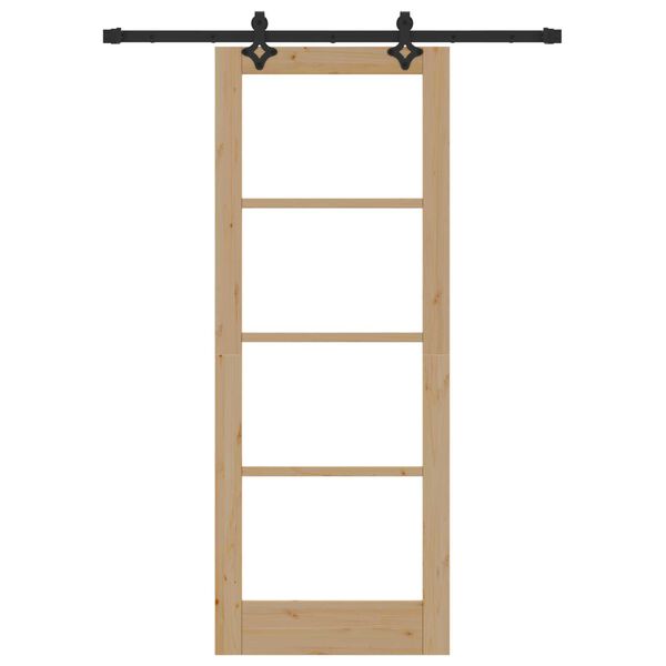 vidaXL Skjutd&ouml;rr Naturf&auml;rg 78 x 202 cm Massivt talltr&auml; och glas