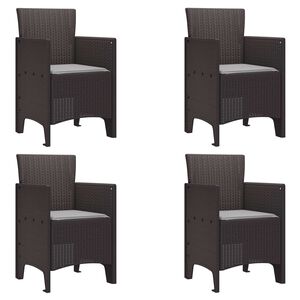 vidaXL Tr&auml;dg&aring;rd Stol 4 pcs Brun 53 x 49 x 85 cm PP