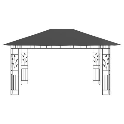 vidaXL Paviljong med myggnät 4x3x2,73 m antracit 180 g/m²