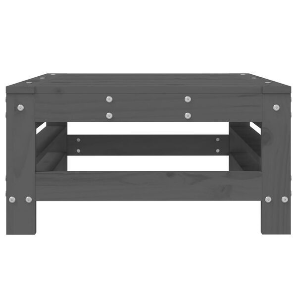 vidaXL Fotpall för trädgården grå massiv furu