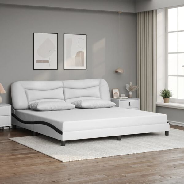 vidaXL Bed Frame without Mattress "Hvar" White and Black 200x200 cm Faux Leather