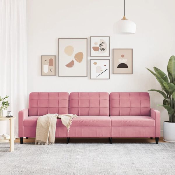 vidaXL 3-sitssoffa rosa 210 cm sammet