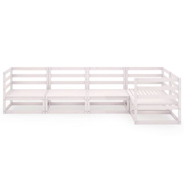 vidaXL Loungegrupp f&ouml;r tr&auml;dg&aring;rden 5 delar vit massiv furu