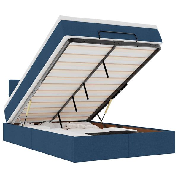 vidaXL Ottomansk s&auml;ng med madrass och LED-lampor bl&aring; 120x190cm tyg