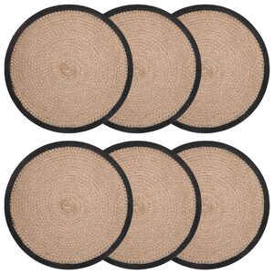 vidaXL Jute Placemats 6 st Naturlig och svart 100% Tossa Jute