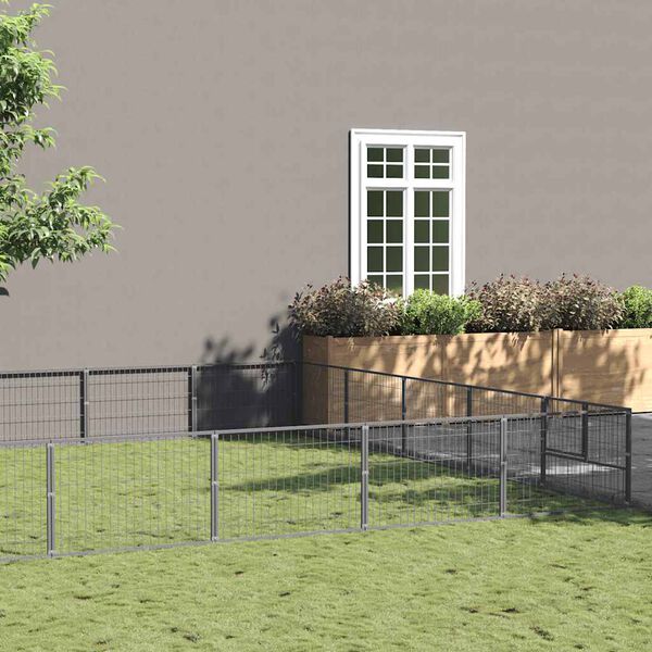 vidaXL Hundg&aring;rd silver 45 m&sup2; st&aring;l