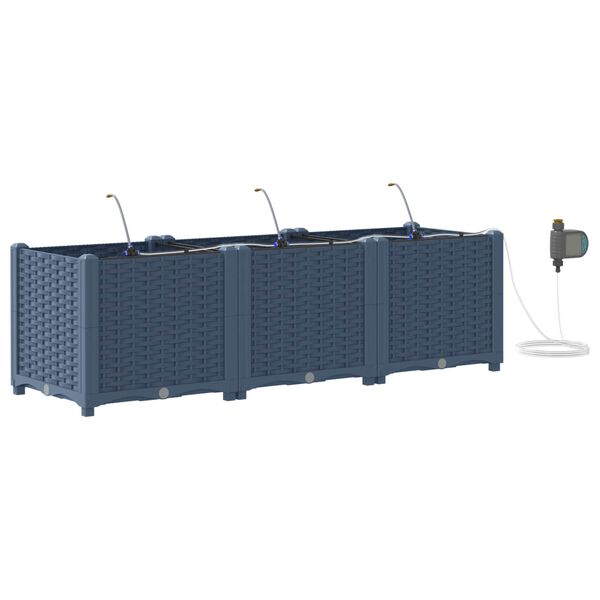 vidaXL Tr&auml;dg&aring;rdsplanterare 3 pcs Gr&aring; 120 x 40 x 37,5 cm Plast