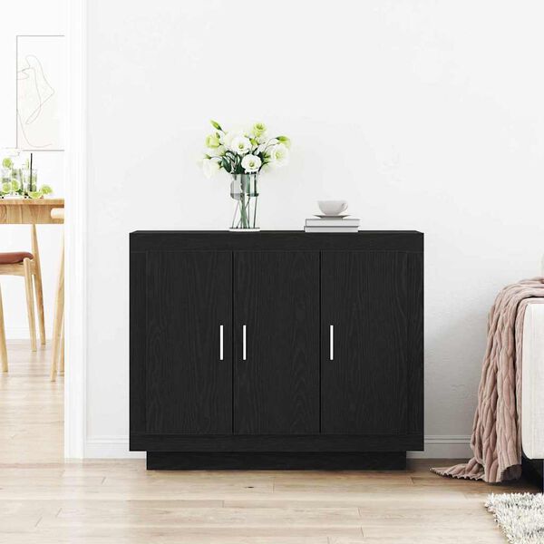 vidaXL Sideboard Svart Ek 92 x 35 x 75 cm Konstruerat tr&auml;