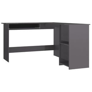 vidaXL Skrivbord L-format gr&aring; h&ouml;gglans 120x140x75 cm konstruerat tr&auml;
