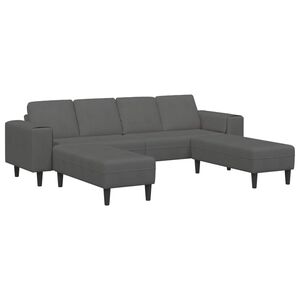 vidaXL Soffa med kudde M&ouml;rkgr&aring; 250 x 188 x 76 cm Kordread tyg