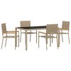 vidaXL Tr&auml;dg&aring;rdsm&ouml;belset 5 st Beige konstrotting