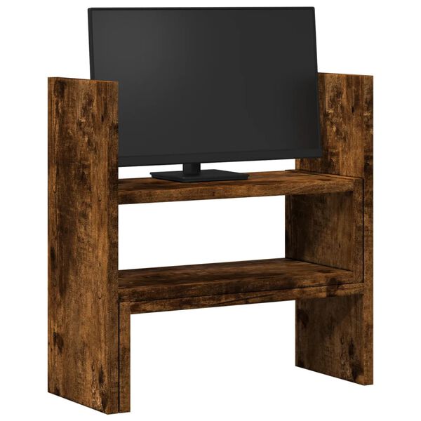 vidaXL Skrivbordshylla justerbar rökig ek 40x17x41 cm konstruerat trä