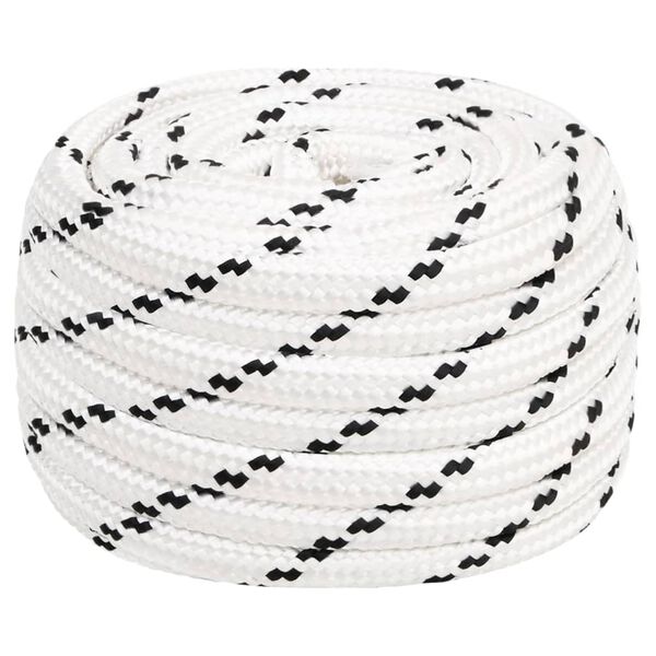vidaXL B&aring;tlina fl&auml;tad vit 16 mm x 25 m polyester