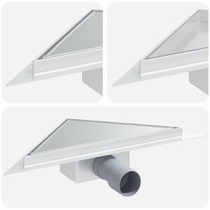 vidaXL 2 i 1 Triangelduschavlopp Silver 32 x 32 x 7,5 cm