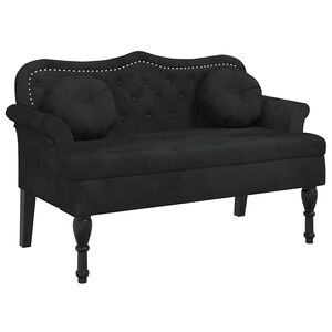 vidaXL B&auml;nk med kuddar svart 120,5x65x75 cm sammet