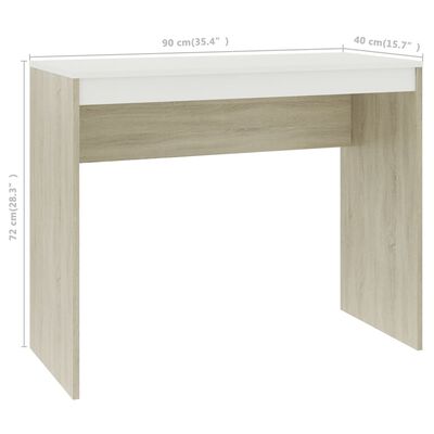 vidaXL Skrivbord vit och sonoma-ek 90x40x72 cm konstruerat trä