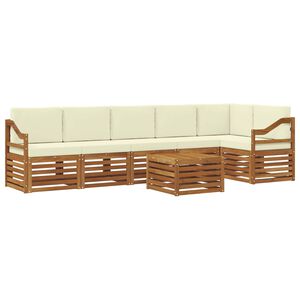 vidaXL Sektionsoffgrupp 7 pcs Naturlig och Gr&auml;dde Massivt Akaciatr&auml;