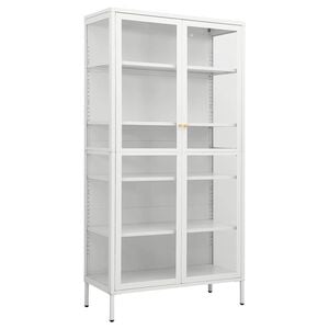 vidaXL Vitrinsk&aring;p vit 90x40x180 cm st&aring;l och h&auml;rdat glas