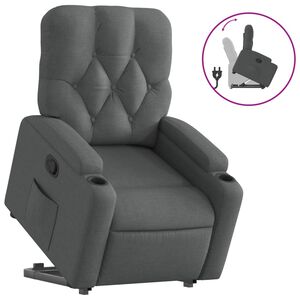 vidaXL Reclinerf&aring;t&ouml;lj med uppresningshj&auml;lp m&ouml;rkgr&aring; tyg