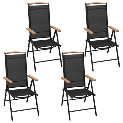 vidaXL Matgrupp för trädgården m. hopfällbara stolar 5 delar aluminium