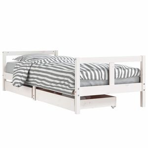 vidaXL S&auml;ngram f&ouml;r barns&auml;ng m. l&aring;dor vit 80x200 cm massiv furu