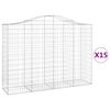 vidaXL Gabioner b&aring;gformade 15 st 200x50x140/160 cm galvaniserat j&auml;rn