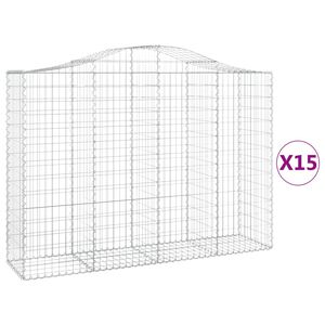 vidaXL Gabioner b&aring;gformade 15 st 200x50x140/160 cm galvaniserat j&auml;rn