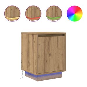 vidaXL S&auml;ngbord med LED-belysning artisan ek 38x34x50 cm