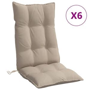 vidaXL Stolsdynor f&ouml;r stolar med h&ouml;g rygg 6 st taupe oxfordtyg