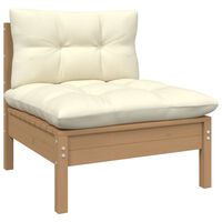 806637 vidaXL Garden Middle Sofa med kuddar Honey Brown Solid Pinewood