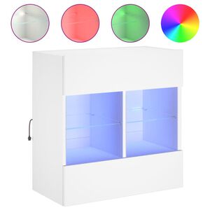 vidaXL Väggmonterad tv-bänk LED vit 58,5x30x60,5 cm