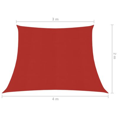 vidaXL Solsegel 160 g/m² röd 3/4x2 m HDPE