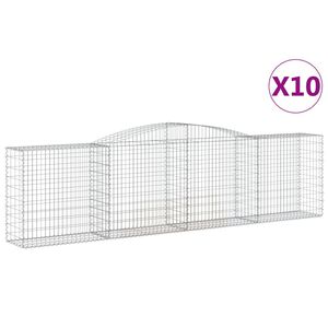 vidaXL Gabioner b&aring;gformade 10 st 400x50x100/120 cm galvaniserat j&auml;rn