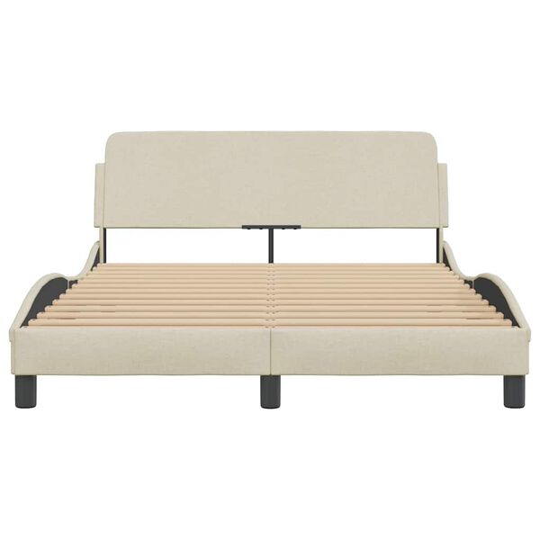 vidaXL Bed Frame "Dover" Cream 140x190 cm Fabric