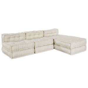 vidaXL Modulsofa enhet Tyg Gr&auml;ddvit 210 x 140 x 56 cm