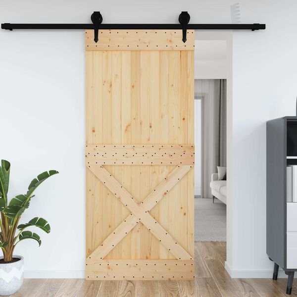 vidaXL D&ouml;rr NARVIK Naturf&auml;rg 100 x 210 cm Massiv furutr&auml;d&ouml;rr
