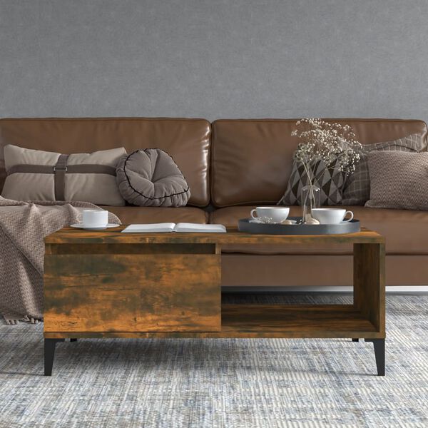 vidaXL Soffbord r&ouml;kf&auml;rgad ek 90x50x36,5 cm konstruerat tr&auml;