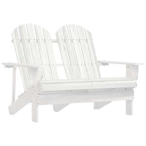 vidaXL Adirondackstol 2-sits massivt grantr&auml; vit