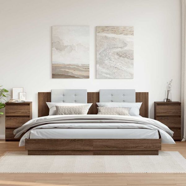 vidaXL S&auml;ngbord 2 st brun ek 40x35x62,5 cm konstruerat tr&auml;