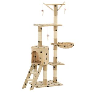 vidaXL Kl&ouml;str&auml;d med sisalpelare 138 cm tassavtryck beige