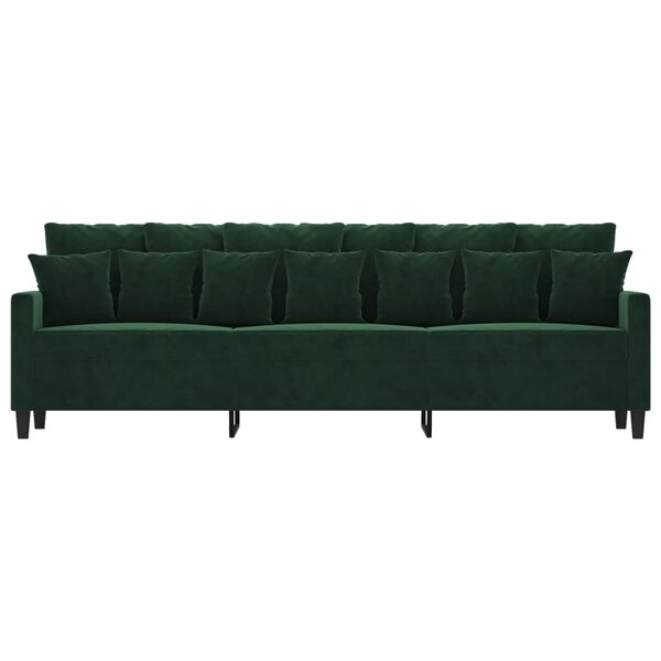 vidaXL 3-sitssoffa m&ouml;rkgr&ouml;n 210 cm sammet